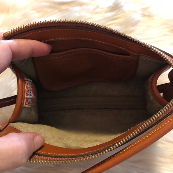 Dooney and Bourke taupe and tan leather mini crossbody bag purse - Picture 3 of 9